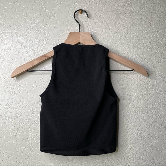 Intimately Free People Black Ribbed Crop Top V Neckline Seamless Tank - Picture 6 of 11